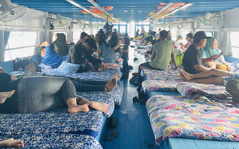 Rest area on Houseboat on Mahakam River Kalimantan