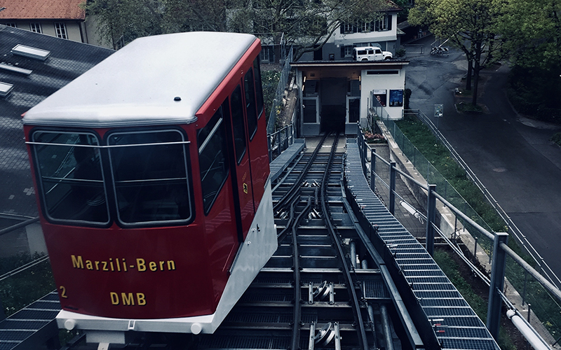 Red funicular in Bern Switzerland