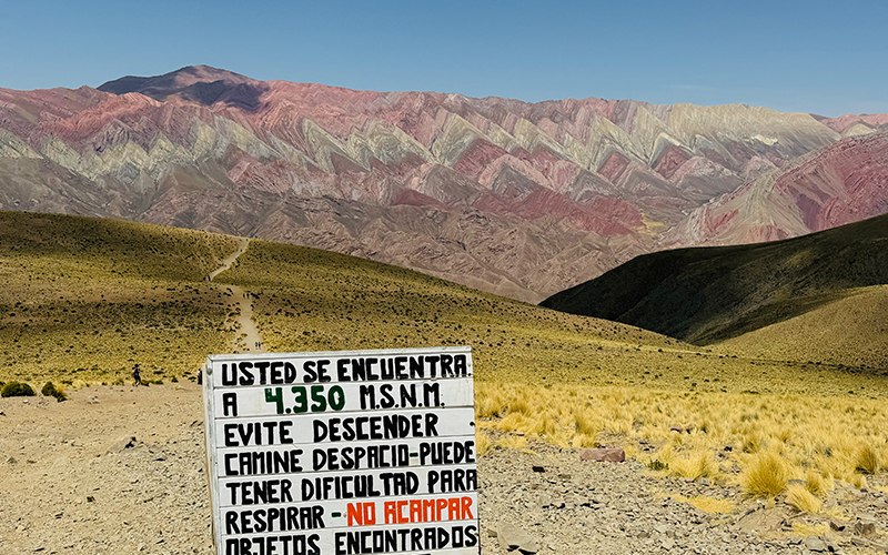 Serrania de Hornocal Humahuaca with rainbow mountain background