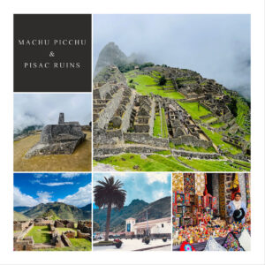 Ancient land at Machu Picchu and Pisac Ruins Peru